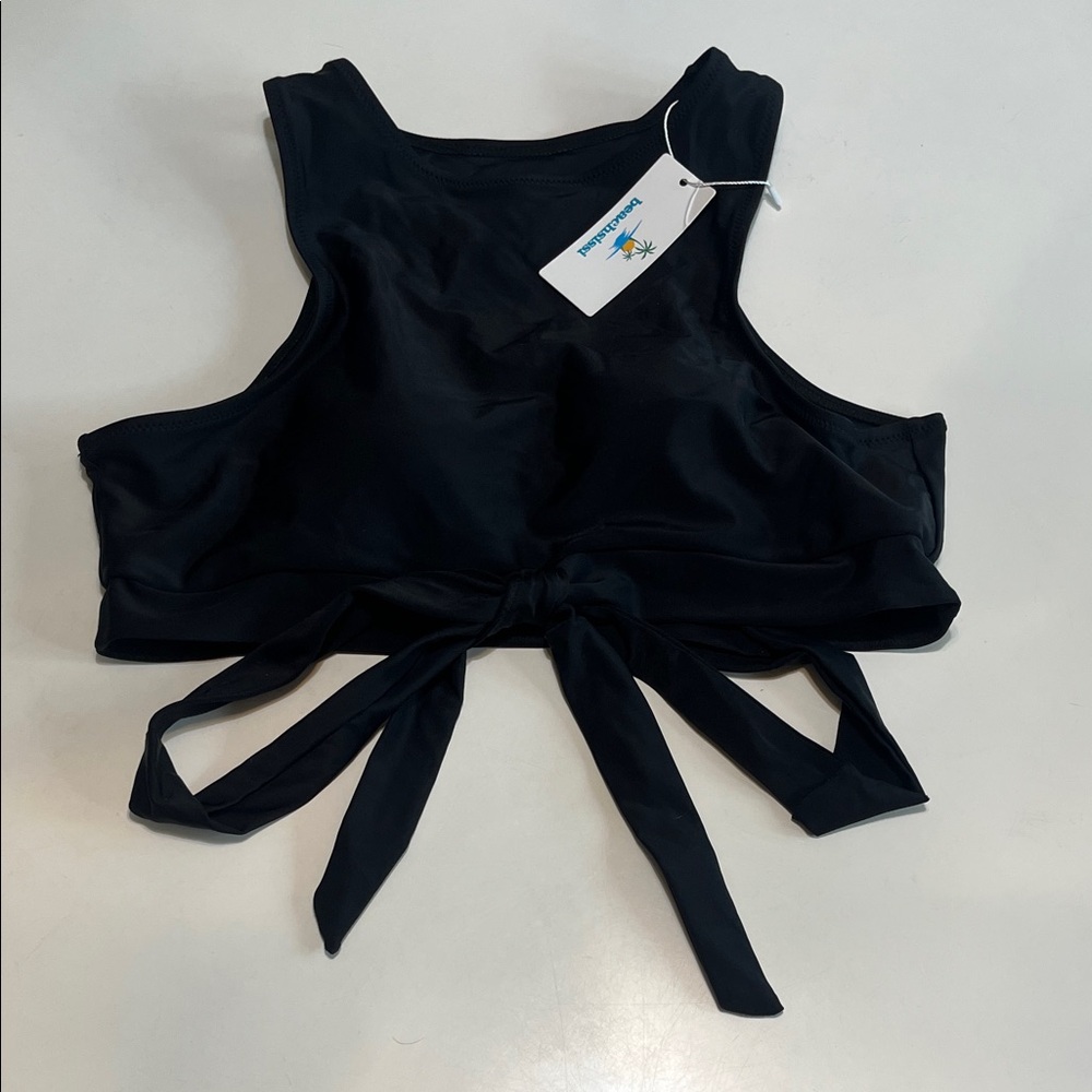 Black High Neck Bikini Top